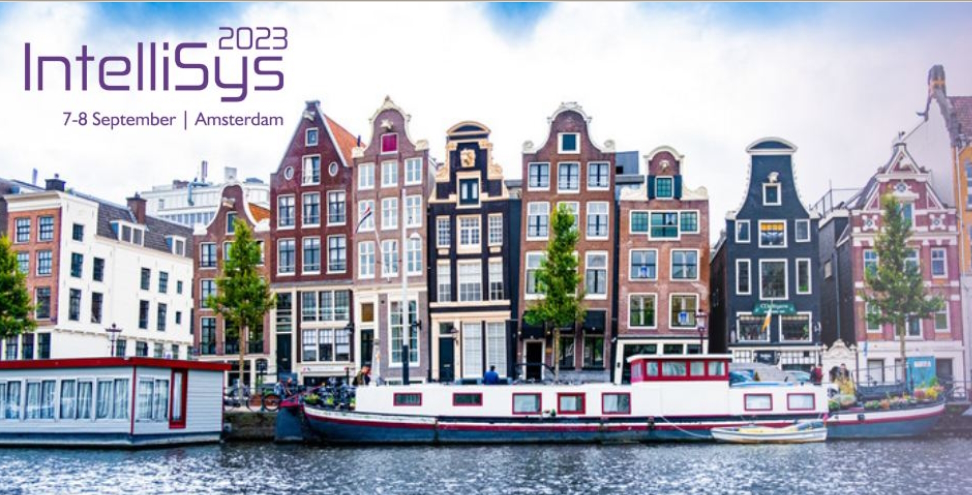 IntelliSys'2023 logo on Amsterdam panorama